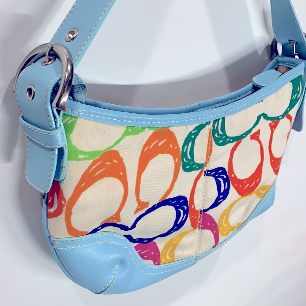 Vintage Coach Hampton pastel scrabble small shoulder bag - Picture 2 of 7